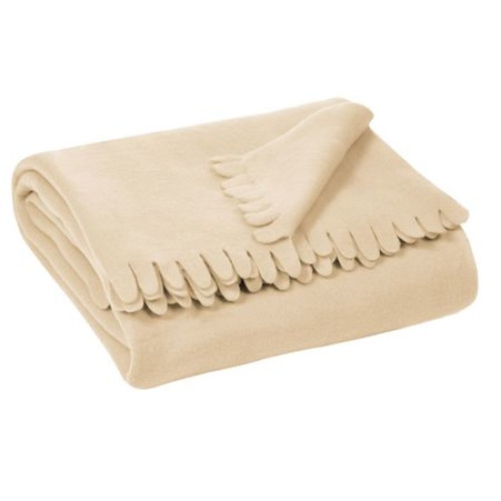 Patura polar moale calduroasa din fleece, 170 x 130 cm, bej