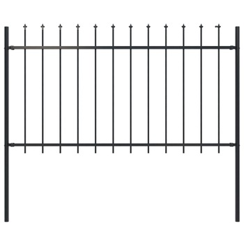 Panou de gard, varf sulita, vidaXL, Fier vopsit electrostatic, 1,7 x 1 m, Negru Panou de gard, varf sulita, vidaXL, Fier vopsit electrostatic, 1,7 x 1 m, Negru