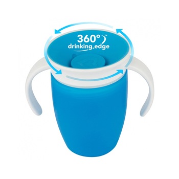 Cana cu manere, 207 ml, 6 luni +, Trainer Miracle 360°, Munchkin®, Albastru Cana cu manere, 207 ml, 6 luni +, Trainer Miracle 360°, Munchkin®, Albastru