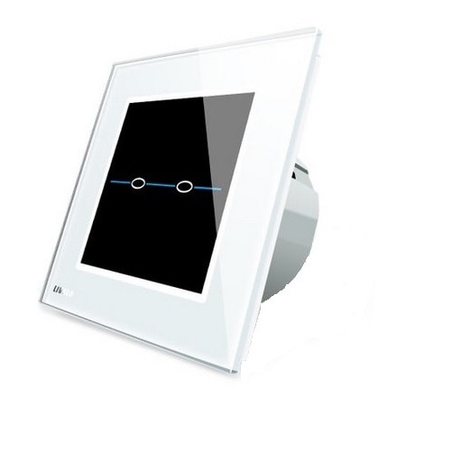 Intrerupator dublu cu touch Livolo din sticla/ Seria R, Alb