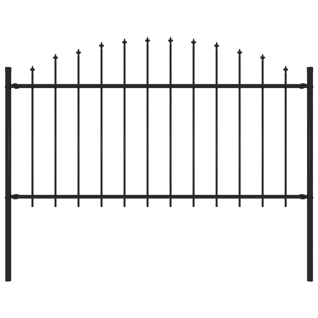 Panou de gard, varf sulita, vidaXL, Otel, (1,25-1,5) x 1,7 m, Negru