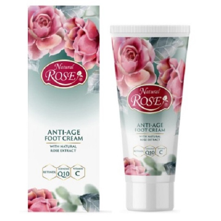Crema pentru picioare "Natural Rose"' cu retinol, coenzima Q10 si vitamina C, 75 ml