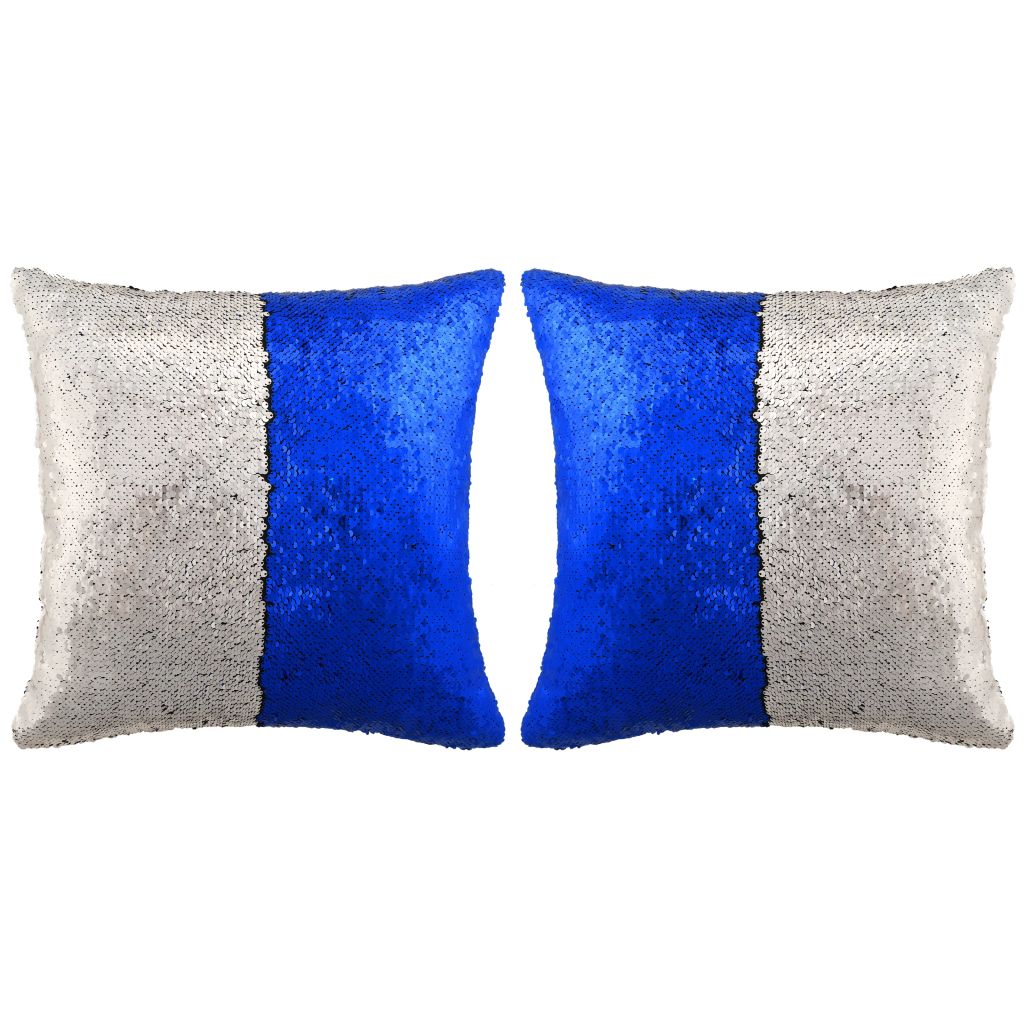 Set de 2 perne decorative cu model paiete, vidaXL, Bumbac, 60 x 60 cm, Albastru