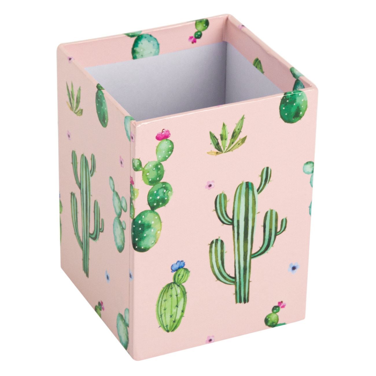 Suport din carton iMKⓇ Imprimeu Cactus, Pentru Pixuri, Creioane, Stilouri, Foarfece, 7 x 7 x 10 cm, VD