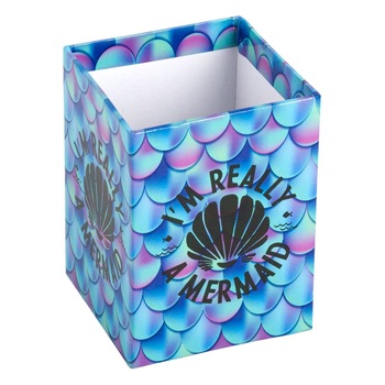Suport din carton iMKⓇ Imprimeu MERMAID, Pentru Pixuri, Creioane, Stilouri, Foarfece, 7 x 7 x 10 cm, VD Suport din carton iMKⓇ Imprimeu MERMAID, Pentru Pixuri, Creioane, Stilouri, Foarfece, 7 x 7 x 10 cm, VD
