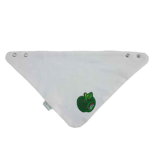 Baveta Mic Pitic B10NN din bumbac cu broderie mar verde, alb, 0-1 ani