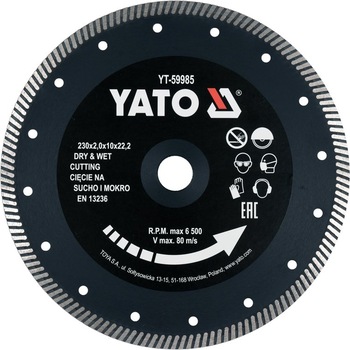 Disc Diamantat, 230X22.2X2 mm YT-59985 Disc Diamantat, 230X22.2X2 mm YT-59985