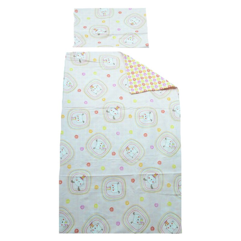 Set lenjerie de pat 3 piese 100 x 135 cm pentru bebelusi Blanca F23, Multicolor
