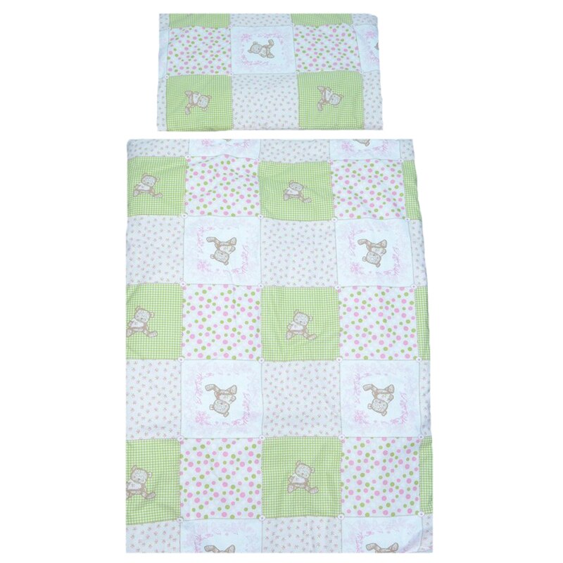 Set lenjerie de pat 6 piese 100 x 135 cm pentru bebelusi Blanca F35, Multicolor