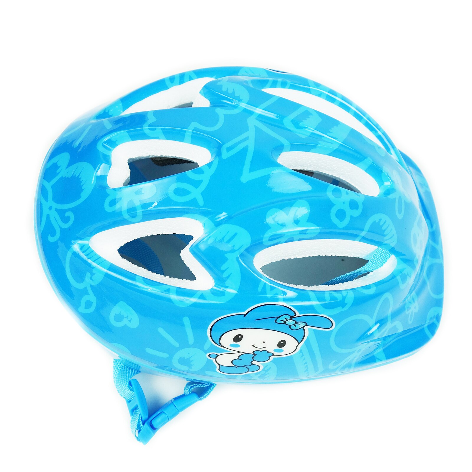 Casca de protectie baietei, captusita cu spuma, cu bretele, albastru, 38 centimetri