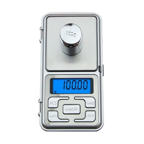 Mini cantar electronic de buzunar cu afisaj LCD, capacitate pana la 200g, Argintiu, design compact by Urban Trends ®