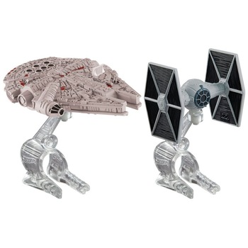Set 2 figurine Mattel Hot Wheels Star Wars Tie Fighter versus Millennium Falcon Set 2 figurine Mattel Hot Wheels Star Wars Tie Fighter versus Millennium Falcon
