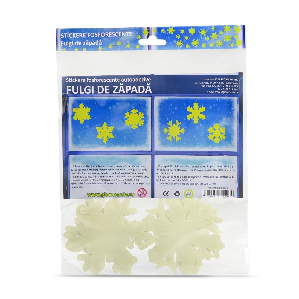 Sticker fosforescent luminos fulgi zapada, ProCart® , set 6 bucati