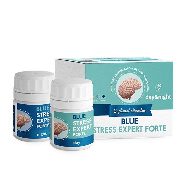 Supliment antistress, Stress Expert 24 Day&Night - 100% natural, Blue Diamond, 2x30 capsule