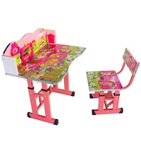 set birou cu scaun copii design quotschool partyquot culoare roz metal  pal imagen 33_0_
0