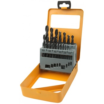 Set de burghie , Tolsen , HSS 1 mm la 10 mm , 19 buc , negru Set de burghie , Tolsen , HSS 1 mm la 10 mm , 19 buc , negru