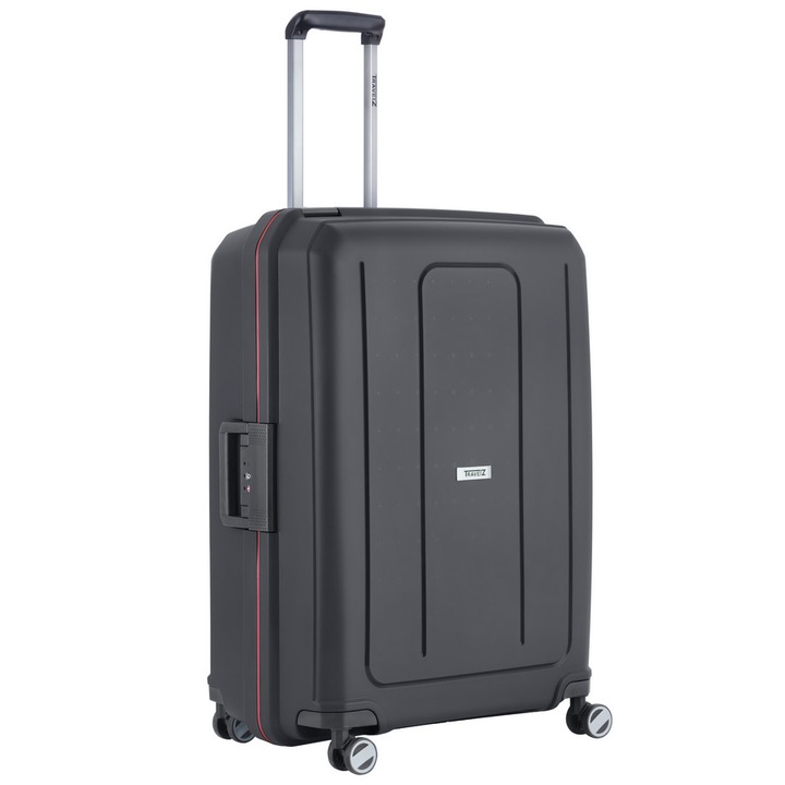 Troler Mare, TravelZ, Locker, Polipropilena, Cifru TSA, Inchidere cu clapeta, 76 cm, Negru