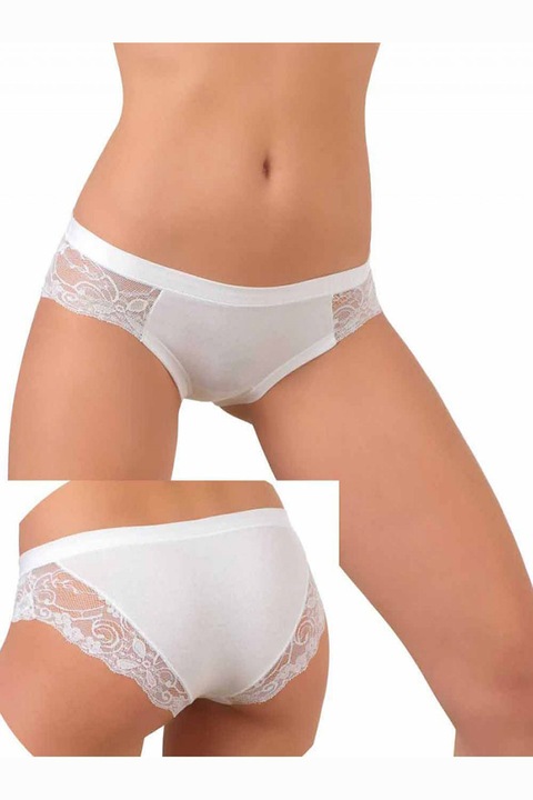 Lenjerie de dama din bumbac cu dantela JADEA model 520, alb, 3