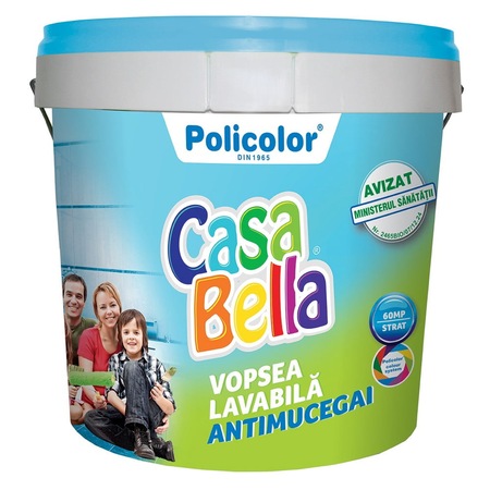 Vopsea lavabila, interior, antimucegai, 8.5 L, CasaBella