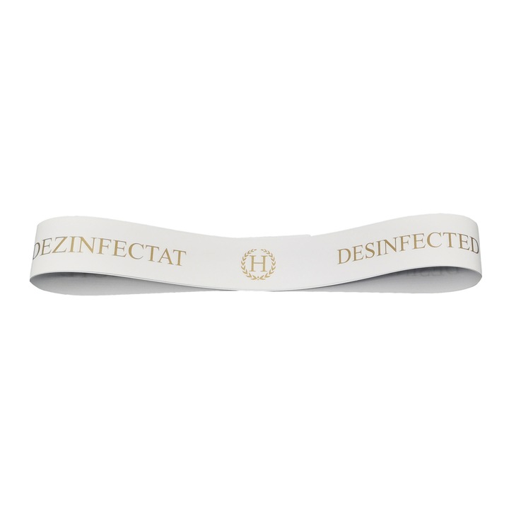 Set 1000 bucati Banda igienica cu mesajul 'DEZINFECTAT', alb ,69 cm x 3,5 cm,brand AMS