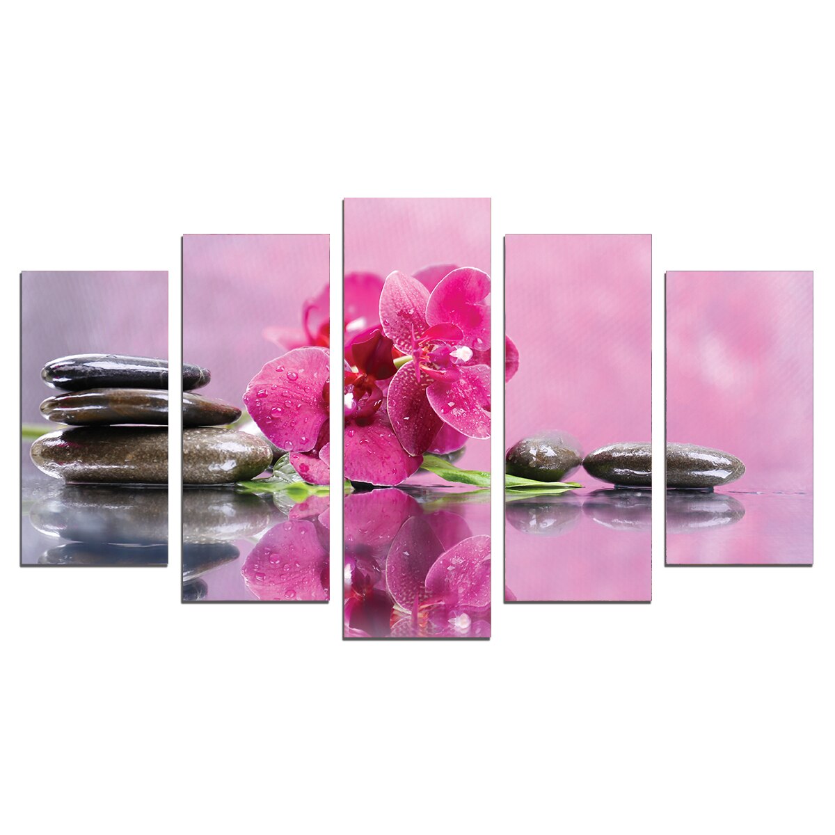 Set Tablouri Multicanvas 5 Piese, Compozitia Zen este roz,108х60 cm