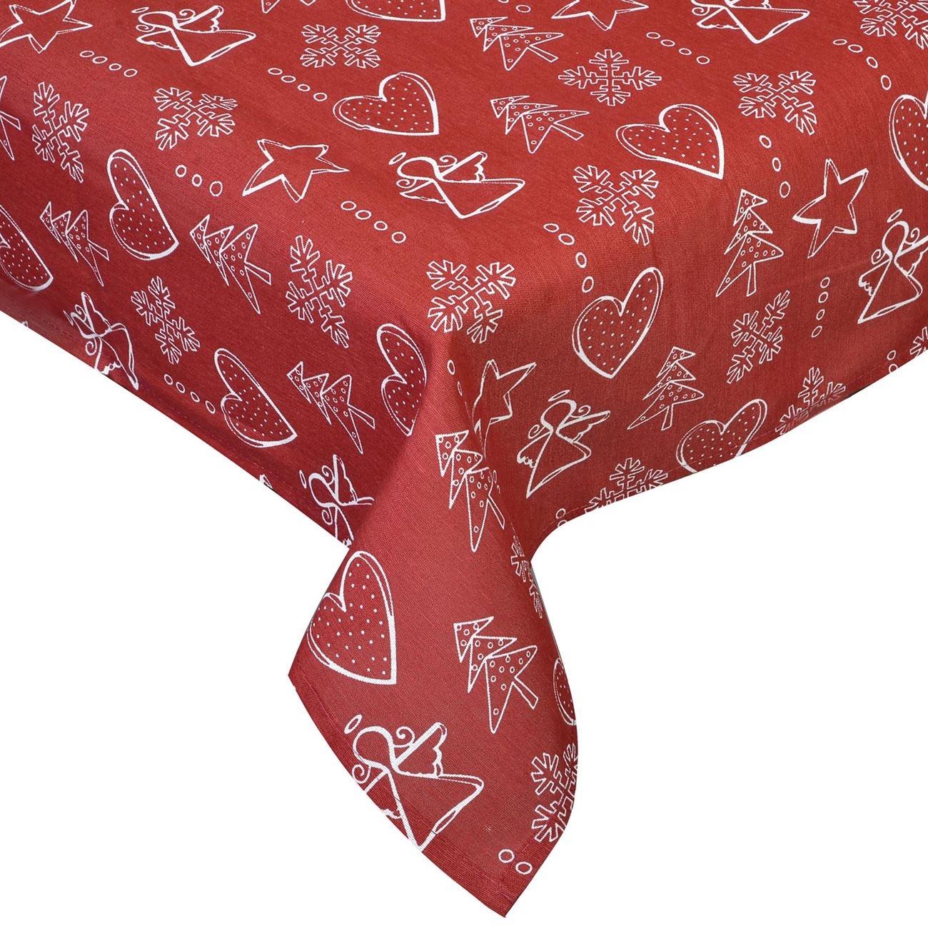 Fata de masa cu imprimeu fulg de zapada, inger si brad de Craciun, DecorCasa, 141 x 181 cm81 cm