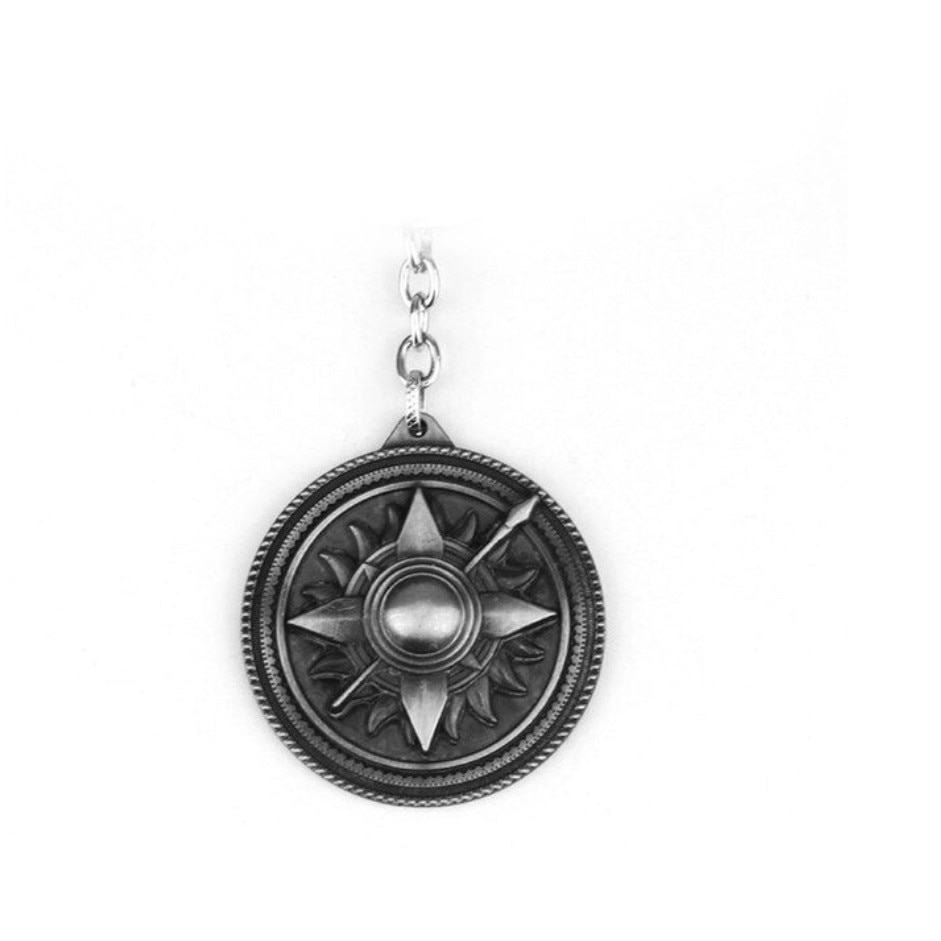 Breloc Game of Thrones, Casa Martell - Unbowed Unbent Unbroken, argintiu