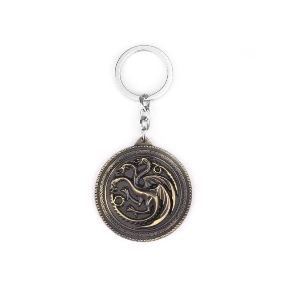 Breloc Game of Thrones, Casa Targaryen - Fire and Blood, bronz