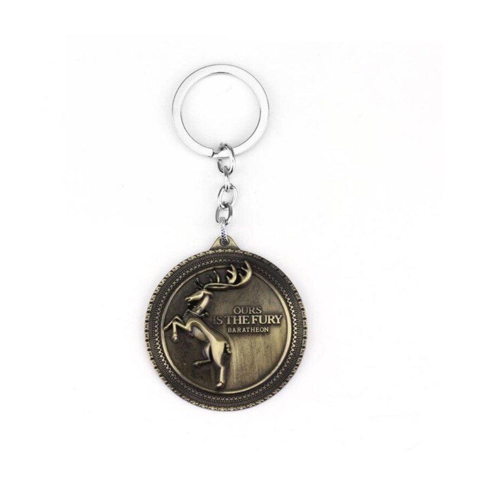 Breloc Game of Thrones, Casa Baratheon - Ours is the Fury, bronz