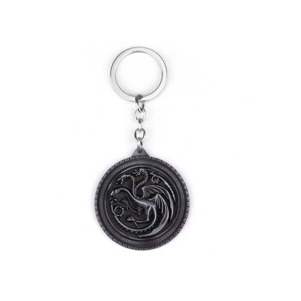 Breloc Game of Thrones, Casa Targaryen - Fire and Blood, argintiu