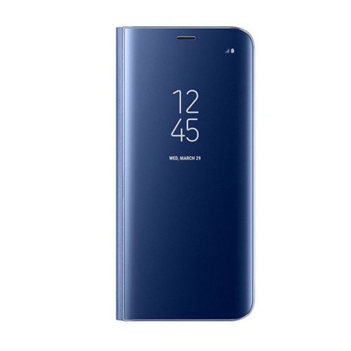 Husa Protectie Flip Cover compatibila cu Samsung Galaxy S8 Plus, Clear View, Mirror, Stand, Albastru