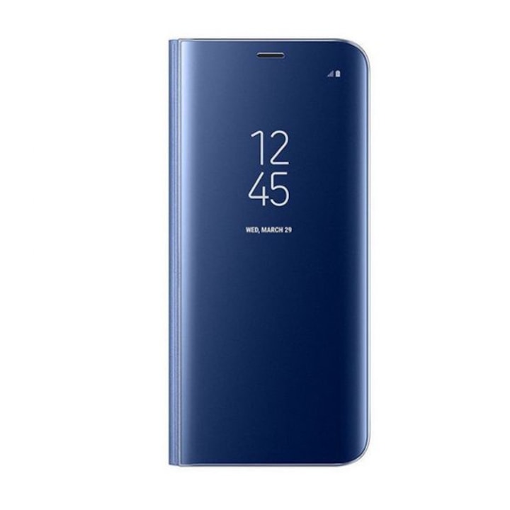 Flip védőburkolat kompatibilis a Samsung Galaxy S8 Plus, tiszta kilátás, tükör, állvány, kék