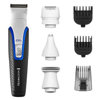 Set complet tuns facial Remington PG4000 Graphite Series G4, Pieptene dublu reglabil 2-20 mm, Lame ascutire automata, Capete lavabile, Indicator LED, Silver/ Negru Set complet tuns facial Remington PG4000 Graphite Series G4, Pieptene dublu reglabil 2-20 mm, Lame ascutire automata, Capete lavabile, Indicator LED, Silver/ Negru