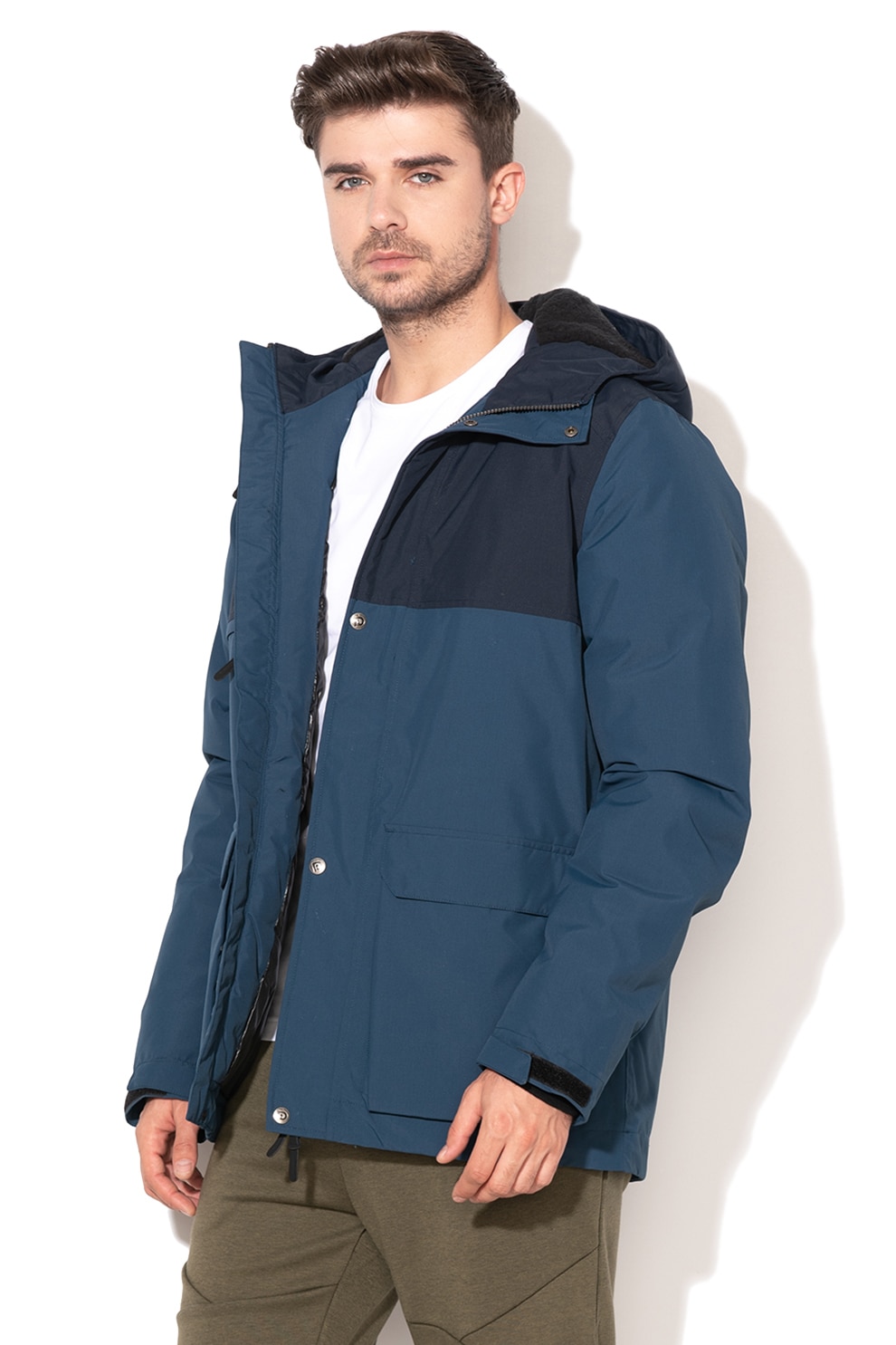 Fundango, Geaca parka cu vatelina Severus, albastru petrol, negru