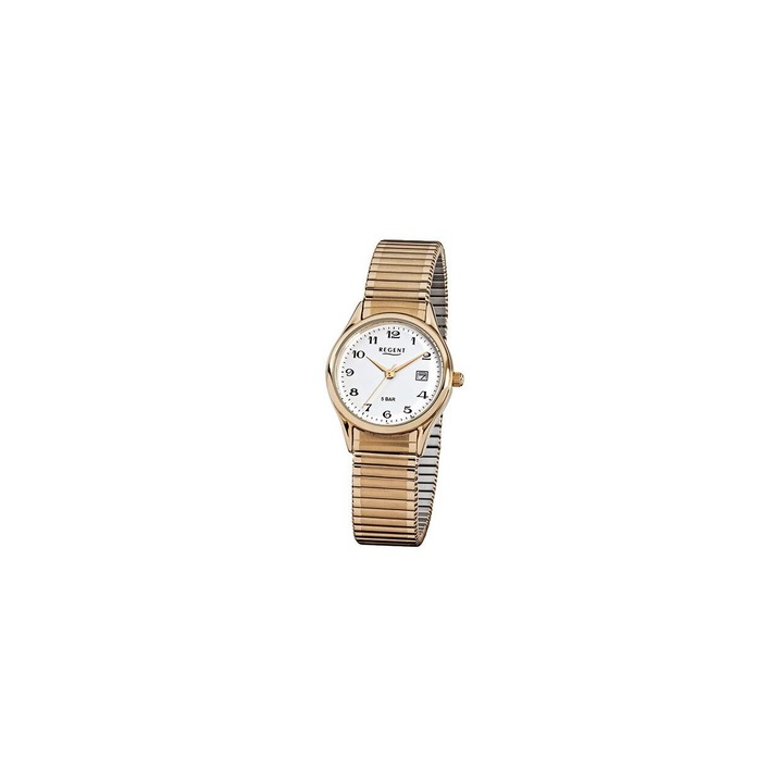 Ceas de dama Regent F-894, Quartz, 29mm, 5ATM, Auriu