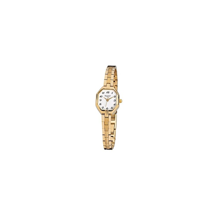 Ceas de dama Regent F-305, Quartz, 19mm, 3ATM, Auriu