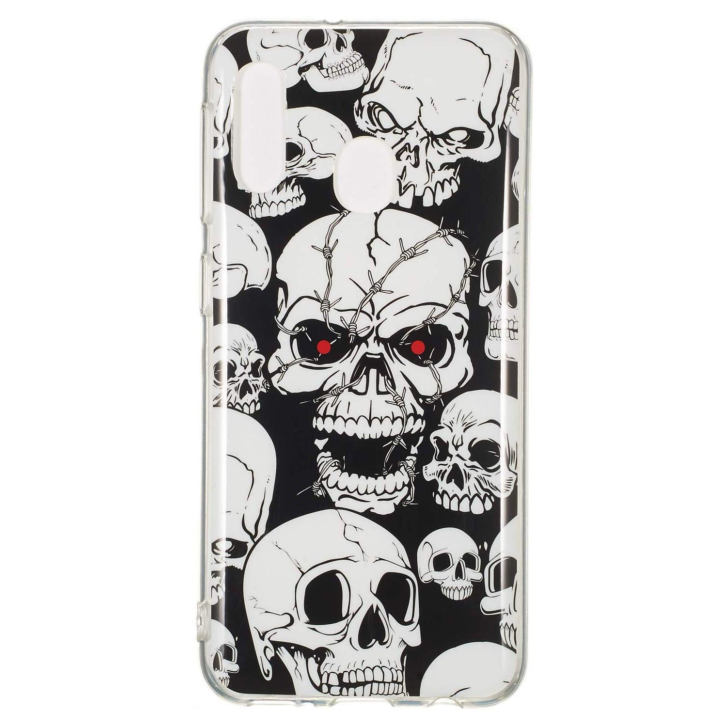 SET 1x Carcasa Husa Samsung Galaxy A20e Model Skull, Fosforescent, Antisoc + 1x Folie sticla securizata Samsung Galaxy A20e Full Tempered Glass Viceversa