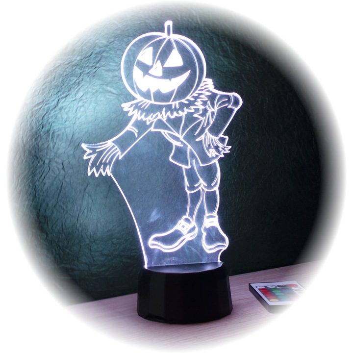 Madárijesztő mintás halloweeni 3D illúzió LED lámpa távirányítóval