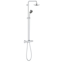 Sistem de dus Grohe Vitalio Start 160, baterie cu termostat, dus cu furtun 1.5m, dus fix pivotant, ajustabil pe inaltime, anti-calcar, Crom