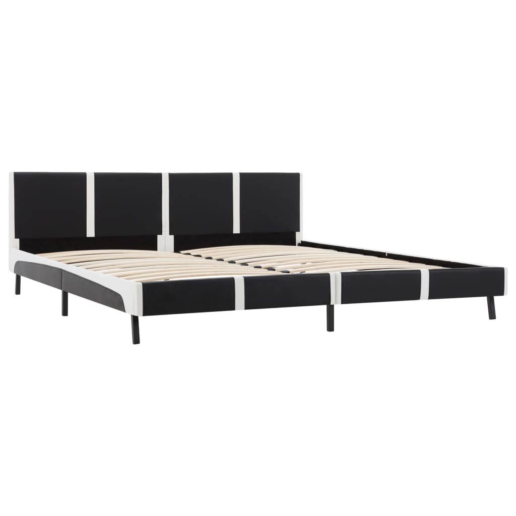 Cadru de pat, negru si alb, 180x200 cm, piele ecologica 280414