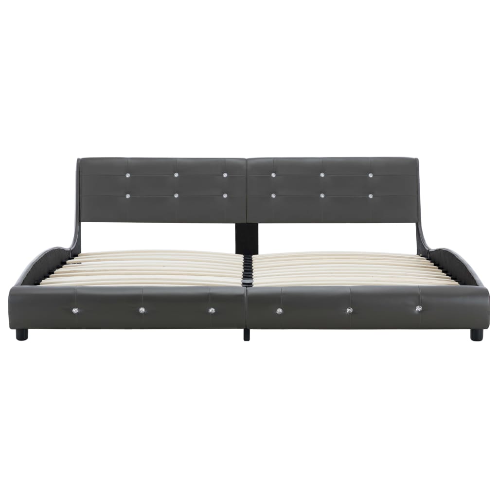 Set pat cu saltea, vidaXL, Piele ecologica, 180 x 200cm, Gri