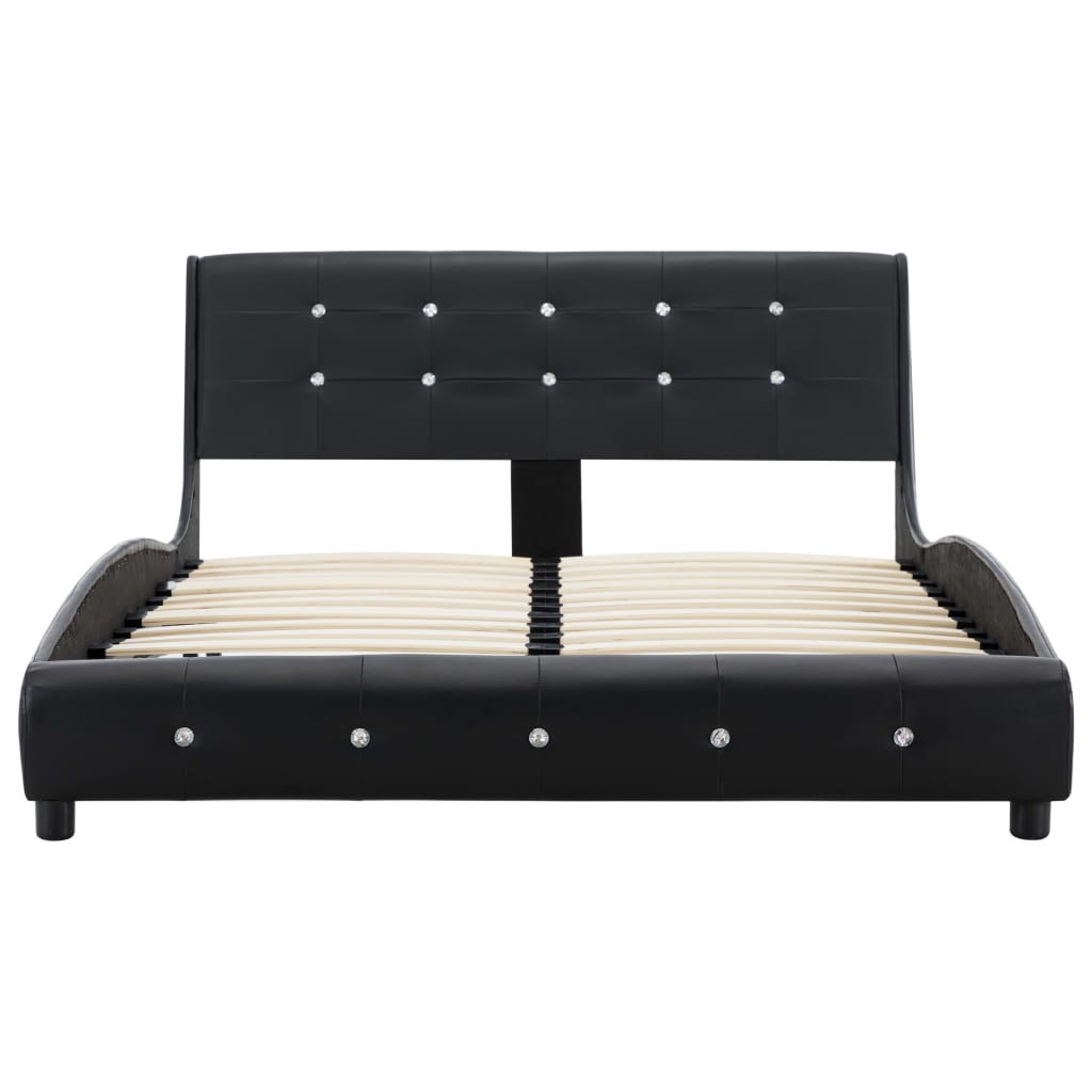 Set pat cu saltea, vidaXL, Piele ecologica, 120 x 200 cm, Negru