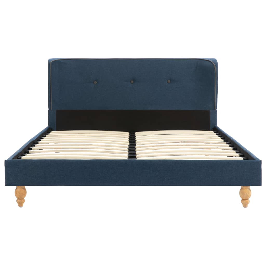 Set pat cu saltea, vidaXL, Lemn/Textil, 120 x 200 cm, Albastru