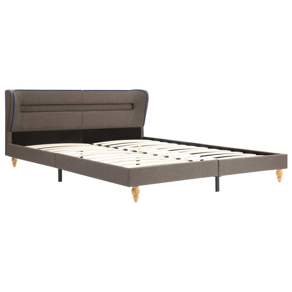 Set pat LED cu saltea, vidaXL, Lemn/Textil, 180 x 200 cm, Maro