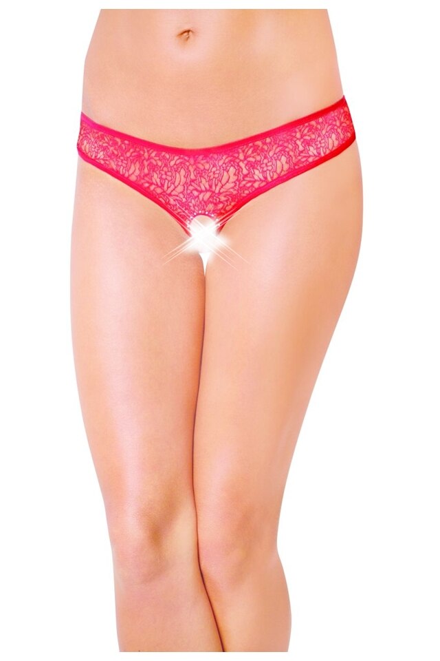 Bikini, Softline, String 2446, dantela, cu decupaj, elastic, rosu