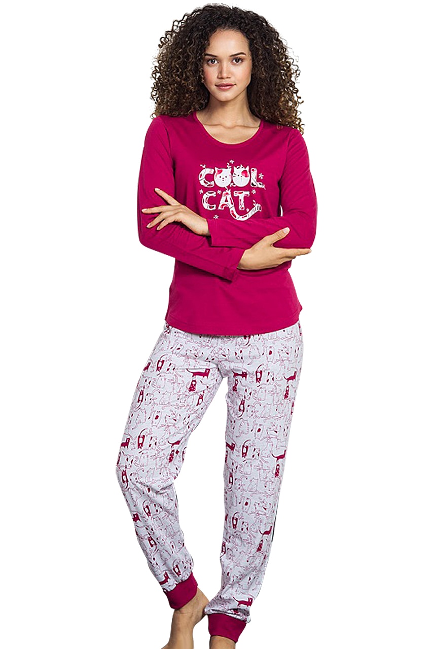 Pijama Dama Vienetta, Model Burgundy Cool Cat