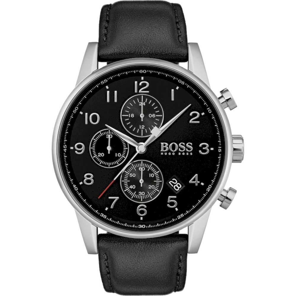 HUGO, Ceas cu o curea de piele, Negru