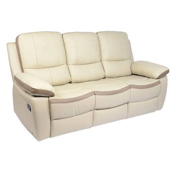 Canapea Kring Royal, 2 reclinere si 3 trepte de confort, piele naturala, bej cu margini maro, 200 x 98 x 102 cm Canapea Kring Royal, 2 reclinere si 3 trepte de confort, piele naturala, bej cu margini maro, 200 x 98 x 102 cm