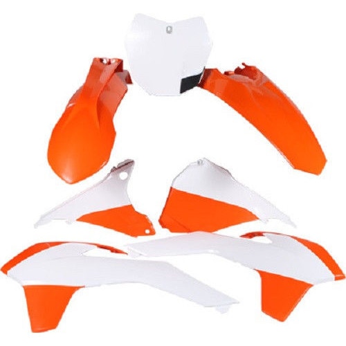 Kit de plastice enduro Polisport pentru KTM XC/EXC-F/XC-W/XCF-W 2014-2016, Alb/Orange