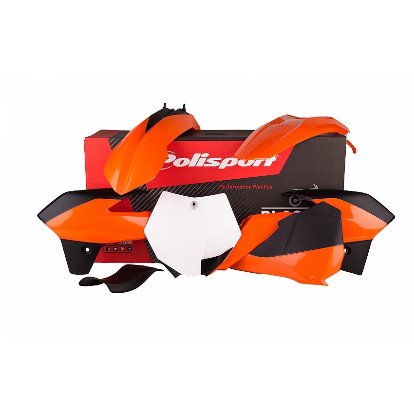 Kit de plastice MX Polisport pentru KTM 85SX 2013-2017, Orange/Alb/Negru